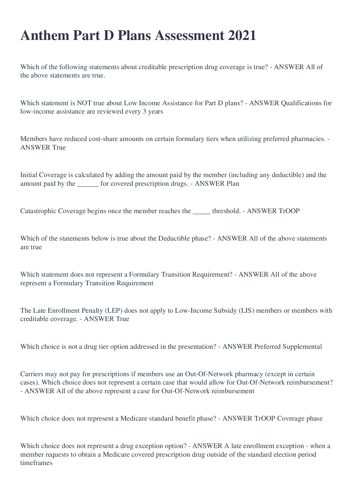 Preview image of Anthem Part D Plans Assessment 2021 document